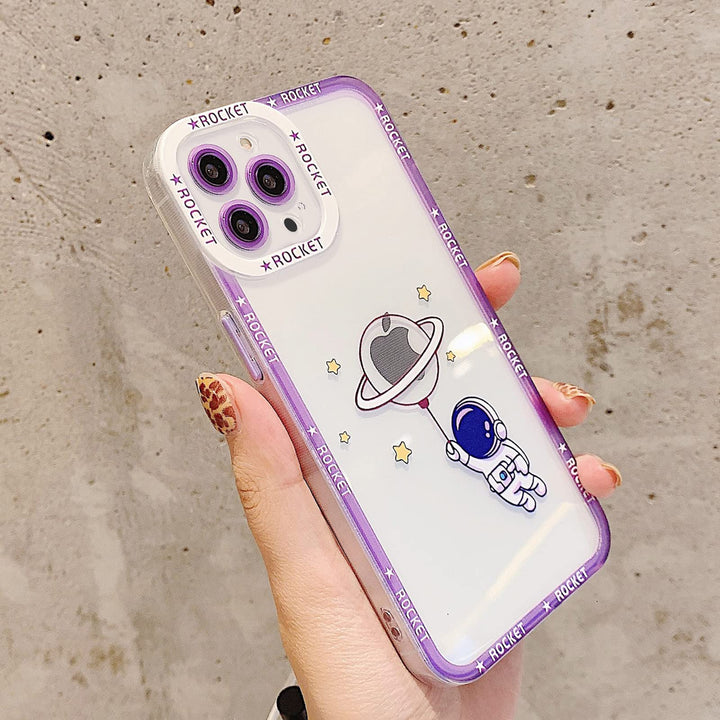for iPhone 13 Pro Max Case Cute Cartoon Astronaut Spaceman Phone Case for Women Men Camera Lens Full Cover Protection Soft Silicone Bumper 13 Pro Max Case 6.7 inch (Blue)