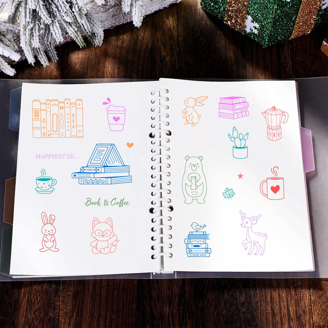 Animals and Books Silicone Clear Stamps with Coffee Cups Shape for Card Making DIY Scrapbooking Photo Album Decoration Paper Craft,6.3x4.3 Inches