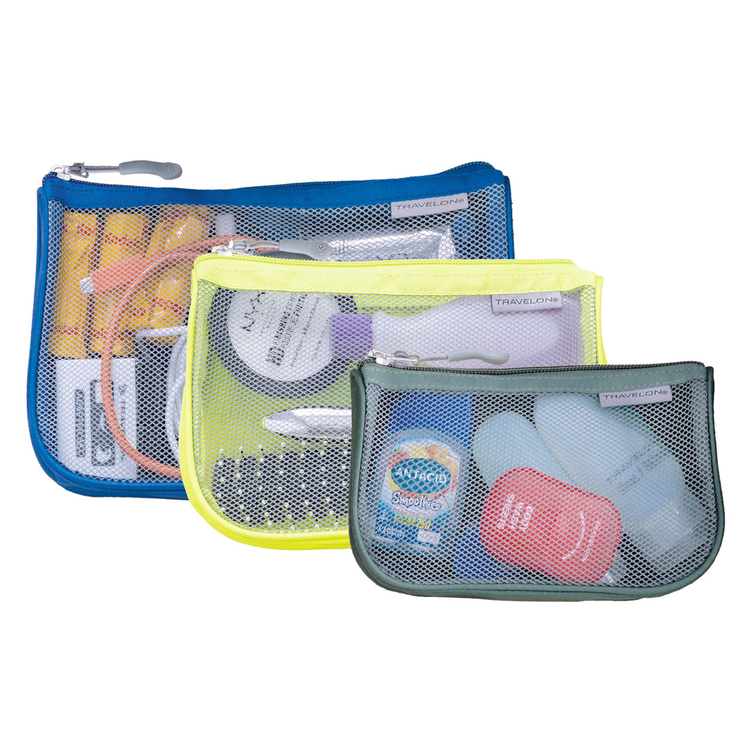 Set of 3 Assorted Piped Pouches, Brights, One Size