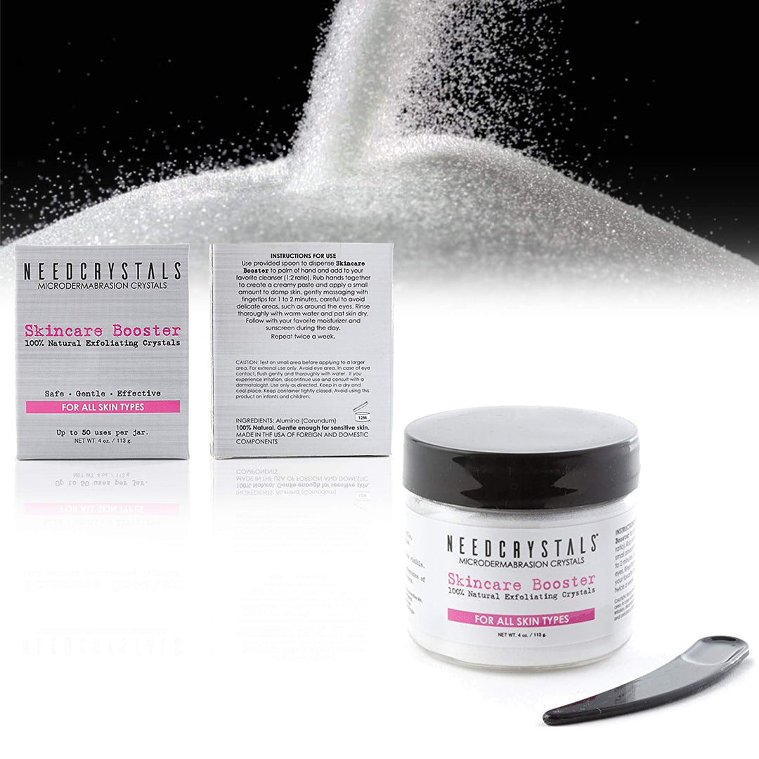 Microdermabrasion Crystals DIY Facial Scrub. Natural Face Exfoliator for Dull or Dry Skin Improves Scars, Blackheads, Pore Size, Wrinkles, Blemishes & Skin Texture 4 oz. / 113 gr.