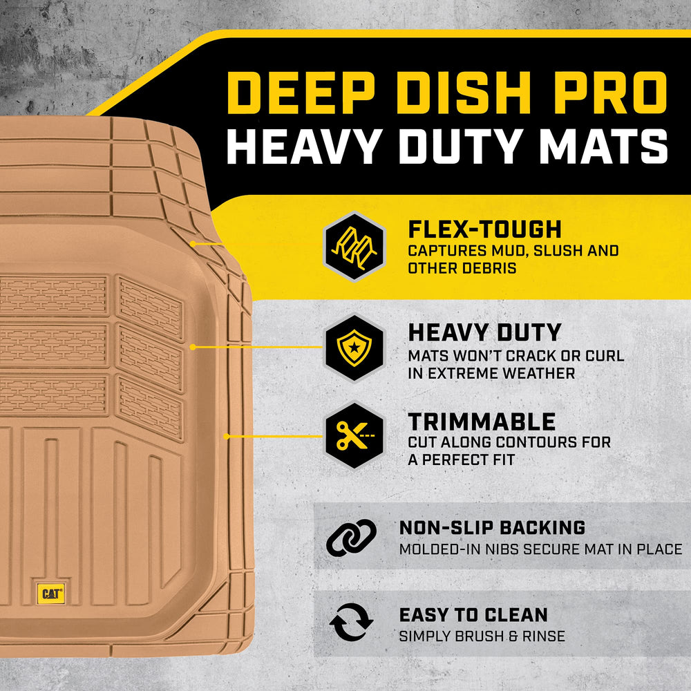 ® CAMT-9013 (3-Piece) Heavy Duty Deep Dish Rubber Floor Mats, Trim to Fit for Car Truck SUV & Van, All Weather Total Protection Durable Liners