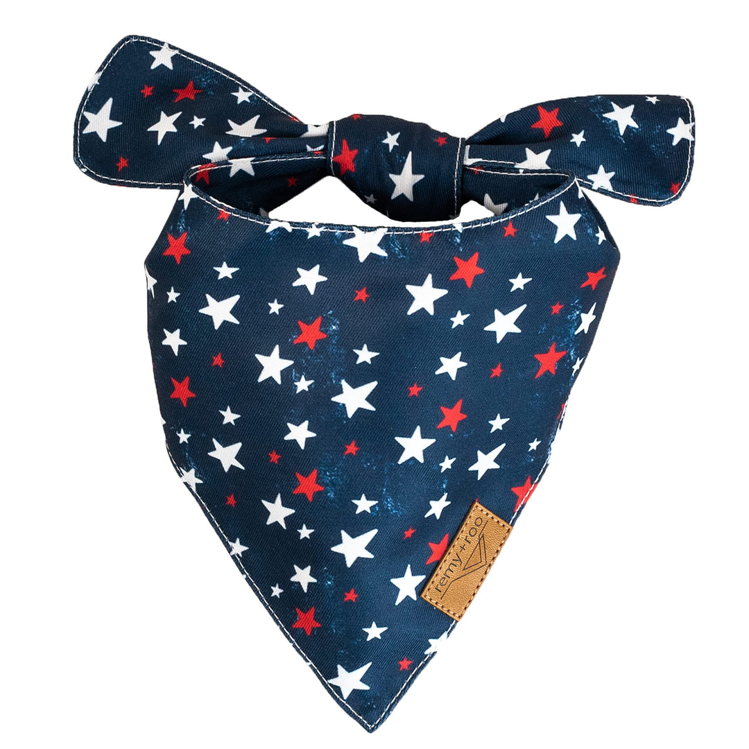 Dog Bandanas - 2 Pack | Stars+Stripes Set | Premium Durable Fabric | Unique Shape | Adjustable Fit | Multiple Sizes Offered | (Large)
