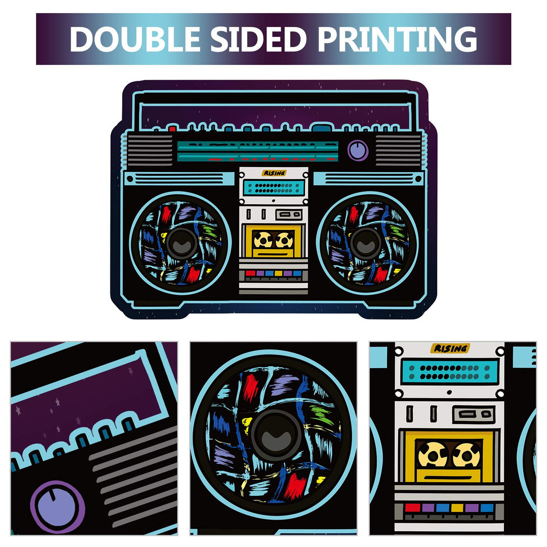 80's Cutouts Decorations, Includes Cassette Player Cutouts Headphones Cutouts Radio Cutouts for 1970s Party Decorations 80's Theme Party Wall Stickers Decorating Kit Retro Design (24 Pieces)
