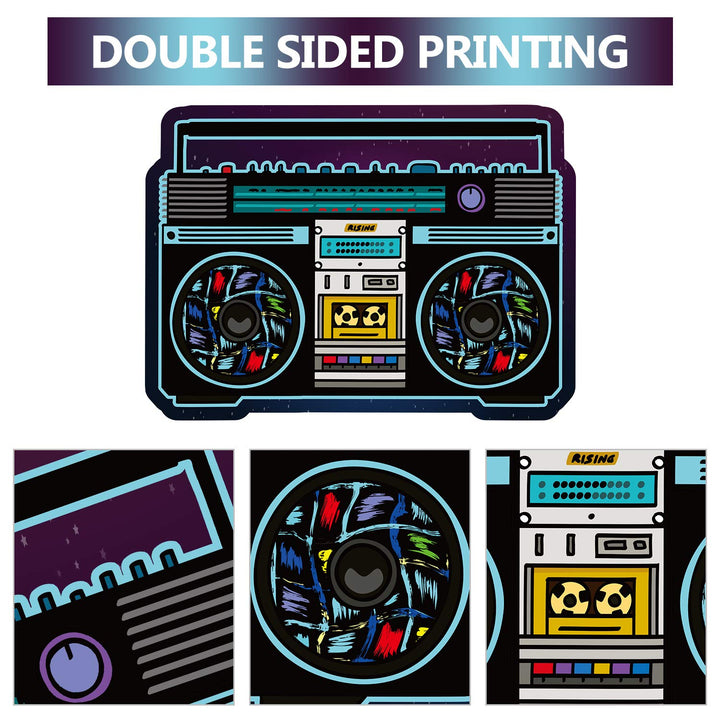 80's Cutouts Decorations, Includes Cassette Player Cutouts Headphones Cutouts Radio Cutouts for 1970s Party Decorations 80's Theme Party Wall Stickers Decorating Kit Retro Design (24 Pieces)
