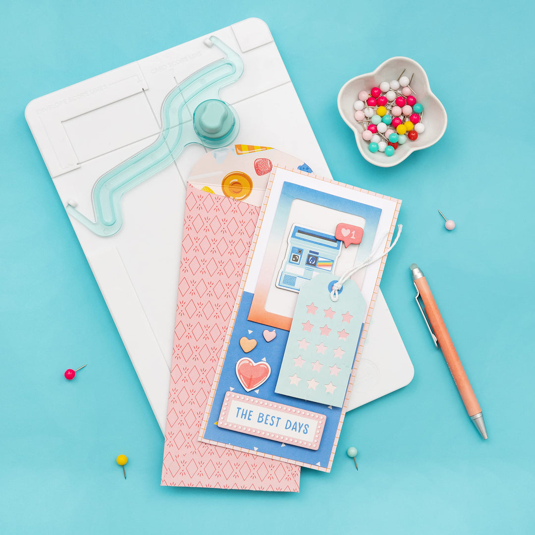 Card Punch Board- Slimline, Punches Papers Hole Punches Paper Punches Paper Craft Supplies Punches for Crafting Paper Punches for Card Making Punch and Score Board Scoring Tool