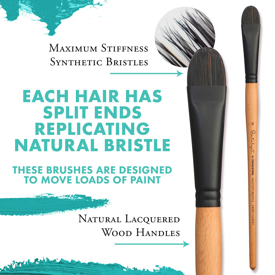Catalyst Long Handle Flat Paint Brush | Precise Brush for Fine Detail | Maximum Colour Holding Capacity | Even & Consistent Flow |Size - No 4