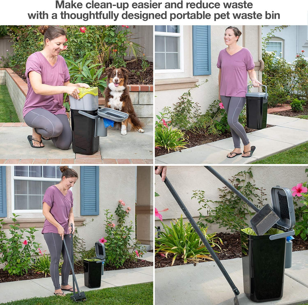 Outdoor Pet Waste Disposal, Innovative Dog Poop Trash Can with Locking Handle, With Deodorizer, Built-in Poop Bag Holder, 5 Bags Included.