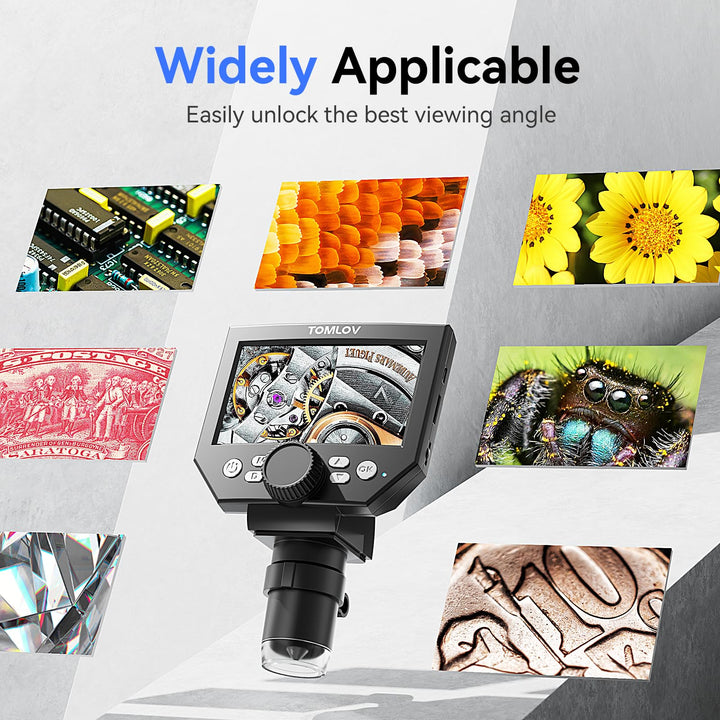 Coin Microscope LCD Digital Microscope 1000X, Coin Magnifier with 8 Adjustable LED Lights, PC View Compatible with Windows/MacBook, Built-in Long Lasting Battery, DM4 Lite, 4.3 Inch