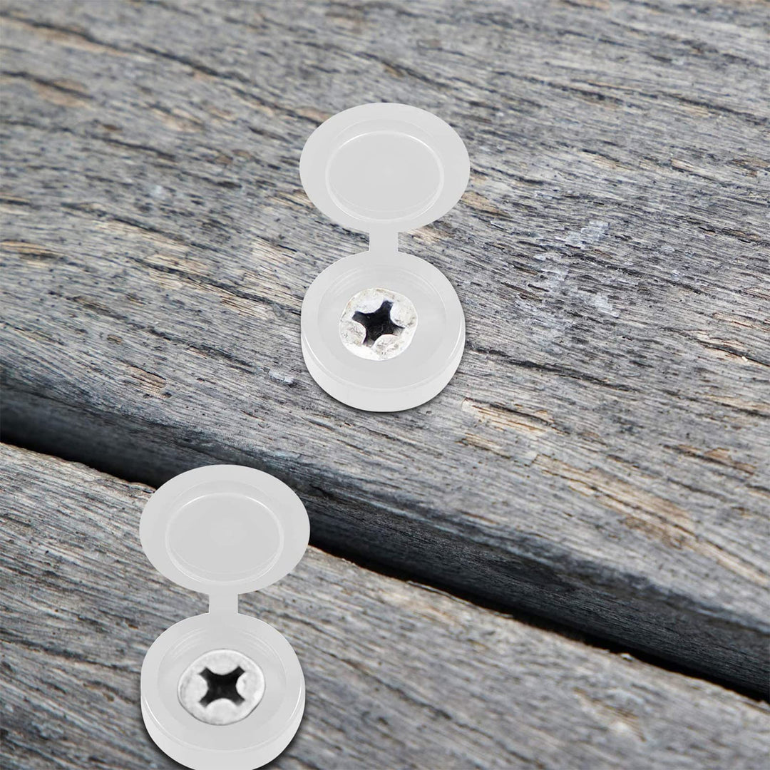 100 Pieces Hinged Screw Cover Caps Plastic Shutter Screw Caps Fold Screw Snap Covers Washer Flip Tops (White,Small)