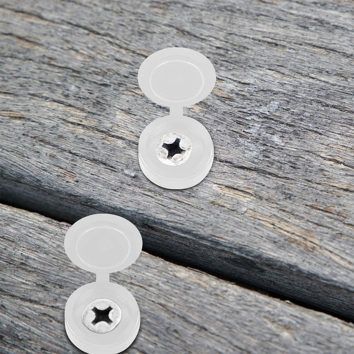 100 Pieces Hinged Screw Cover Caps Plastic Shutter Screw Caps Fold Screw Snap Covers Washer Flip Tops (White,Small)