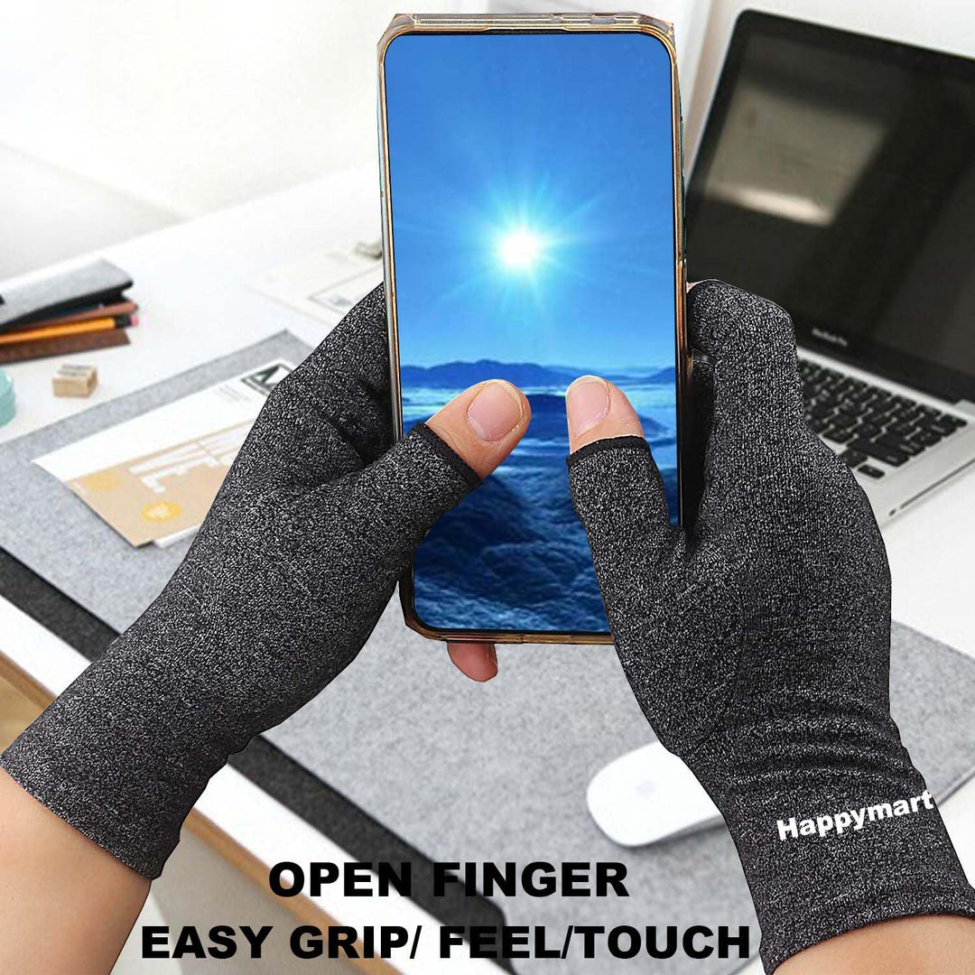 2 Pairs Arthritis Gloves for Women for Pain, Compression Gloves for Carpal Tunnel Relief, Rheumatoid Osteoarthritis, Fingerless Gloves for Women and Men, Typing (Pink, Medium)