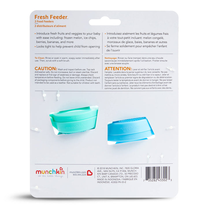 Baby Feeder for Fresh Food and Fruit, 2 Pack, Blue/Mint