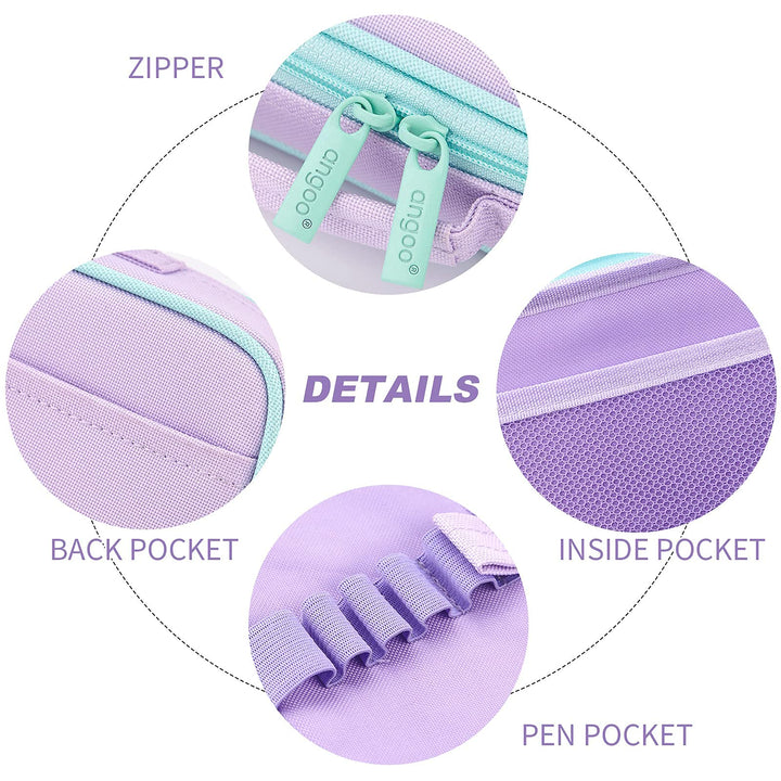 Cute Pencil Case Unicorn Pencil Pouch Medium Capacity Portable Multifunction Pen Bag with Compartments for Girls Kids Teen -Purple