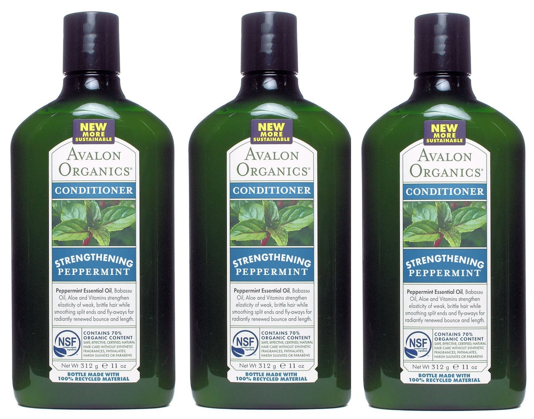 Avalon Organics Peppermint Revitalizing Conditioner, 11-Ounce Bottle (Pack of 3)