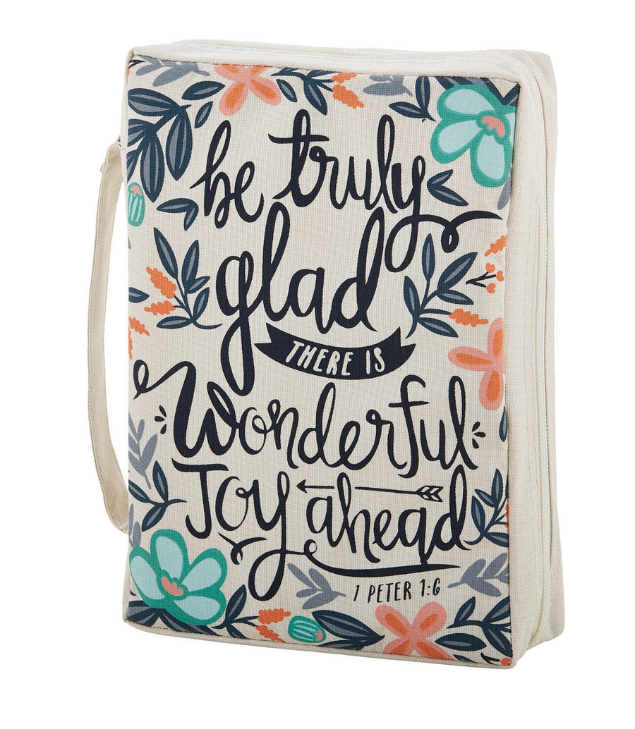 B2216 Faithworks-French Press Mornings Canvas Bible Cover, 7 x 10-Inch, Be Truly Glad