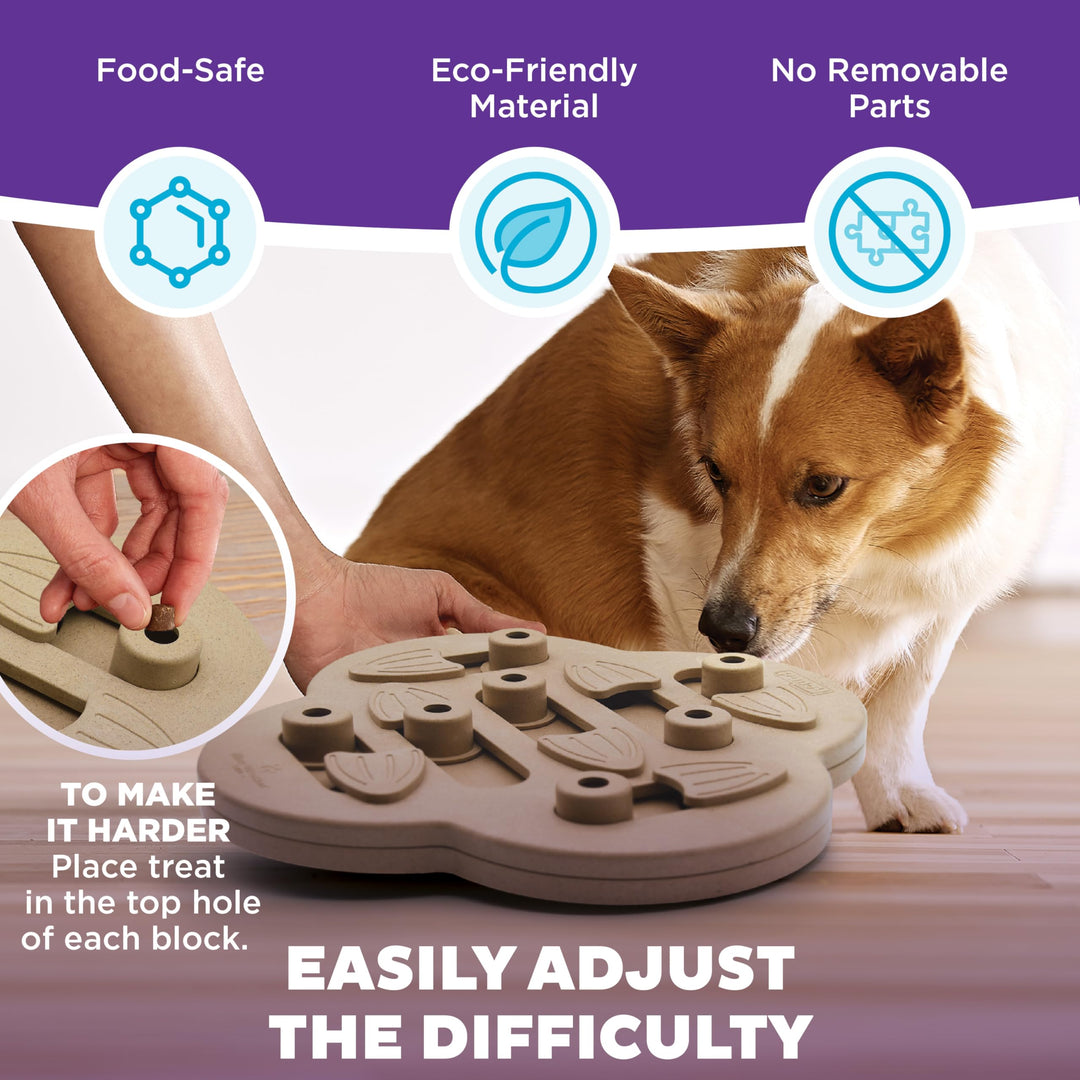by Nina Ottosson Dog Hide N' Slide Treat Puzzle Enrichment Toy, Level 2 Intermediate, Tan, Composite