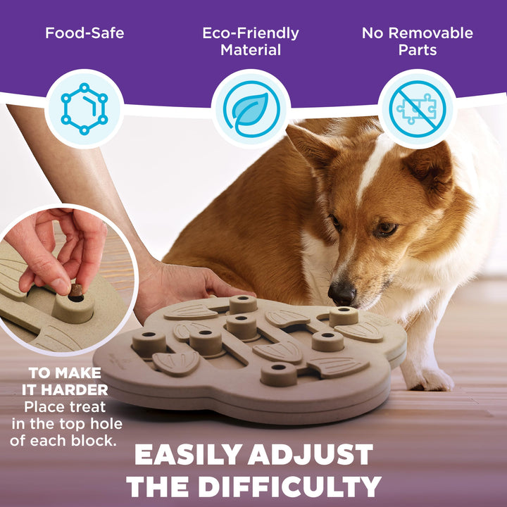 by Nina Ottosson Dog Hide N' Slide Treat Puzzle Enrichment Toy, Level 2 Intermediate, Tan, Composite