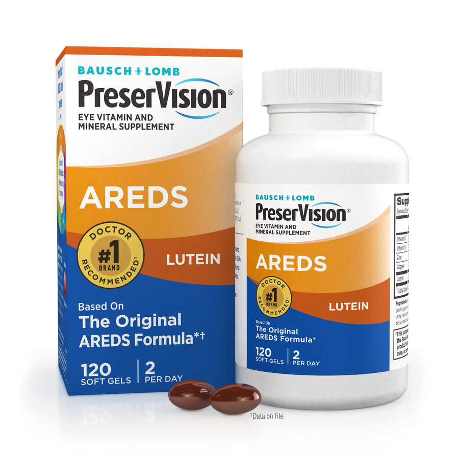 AREDS Lutein Eye Vitamin & Mineral Supplement, Beta-Carotene Free, Soft Gels, 120 ct