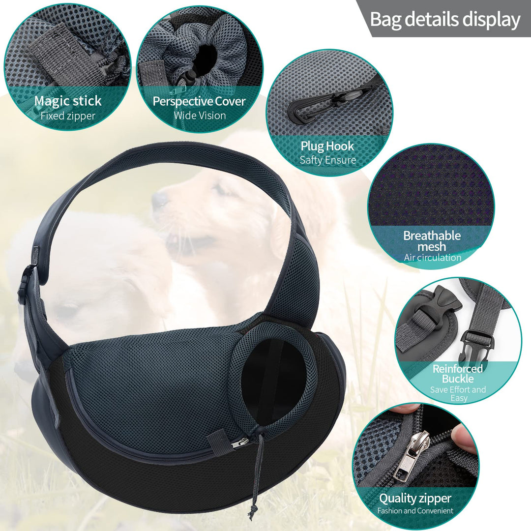 Pet Dog Sling Carrier, Upgrade Dog Carrier Bag,Adjustable Puppy Carrier for Small Dogs(Large, Black)