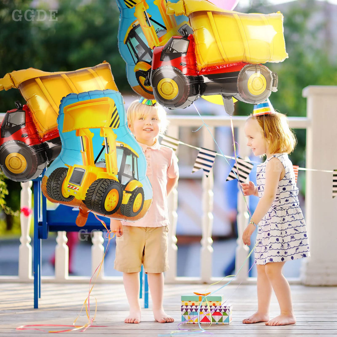 2 Pcs Jumbo Dump Truck Foil Mylar Balloon Helium Large Birthday Party Decorations Supplies Yellow