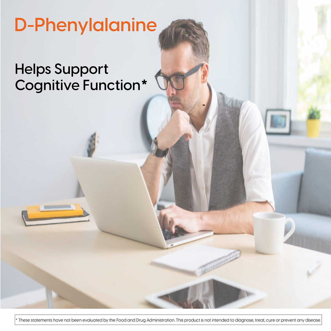 Doctor's Best D-Phenylalanine, Supports Mood, Nervous System, Non-GMO, Vegan, Gluten Free, 500 mg, 60 Veggie Caps