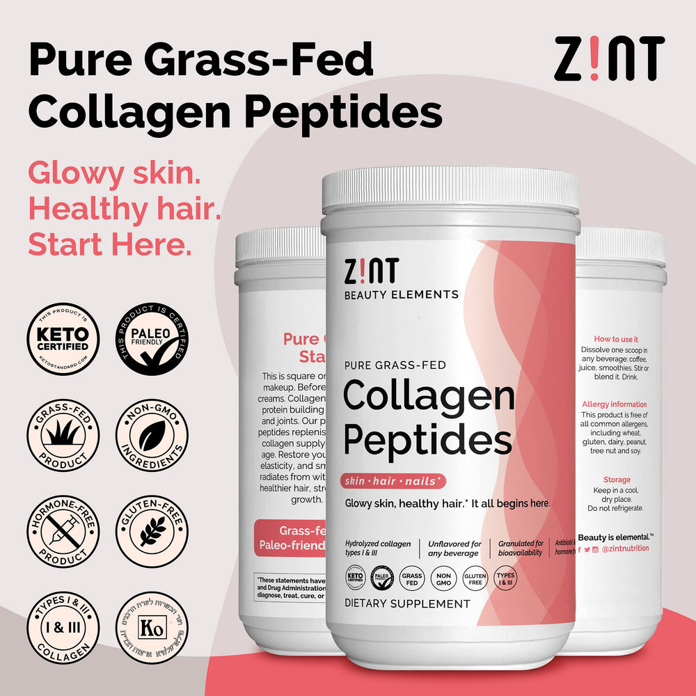 Collagen Peptides Powder (16 Ounce): Anti Aging Hydrolyzed Collagen Protein Powder Beauty Supplement - Skin, Hair, Nails
