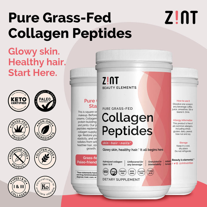 Collagen Peptides Powder (16 Ounce): Anti Aging Hydrolyzed Collagen Protein Powder Beauty Supplement - Skin, Hair, Nails