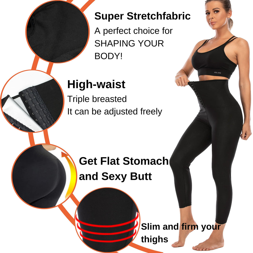 Sauna Pants Fitness Exercise Sauna Leggings Compression Sauna Sweat Pants Workout Training Thermo Sweat Leggings for Womens(Style 2,Medium)