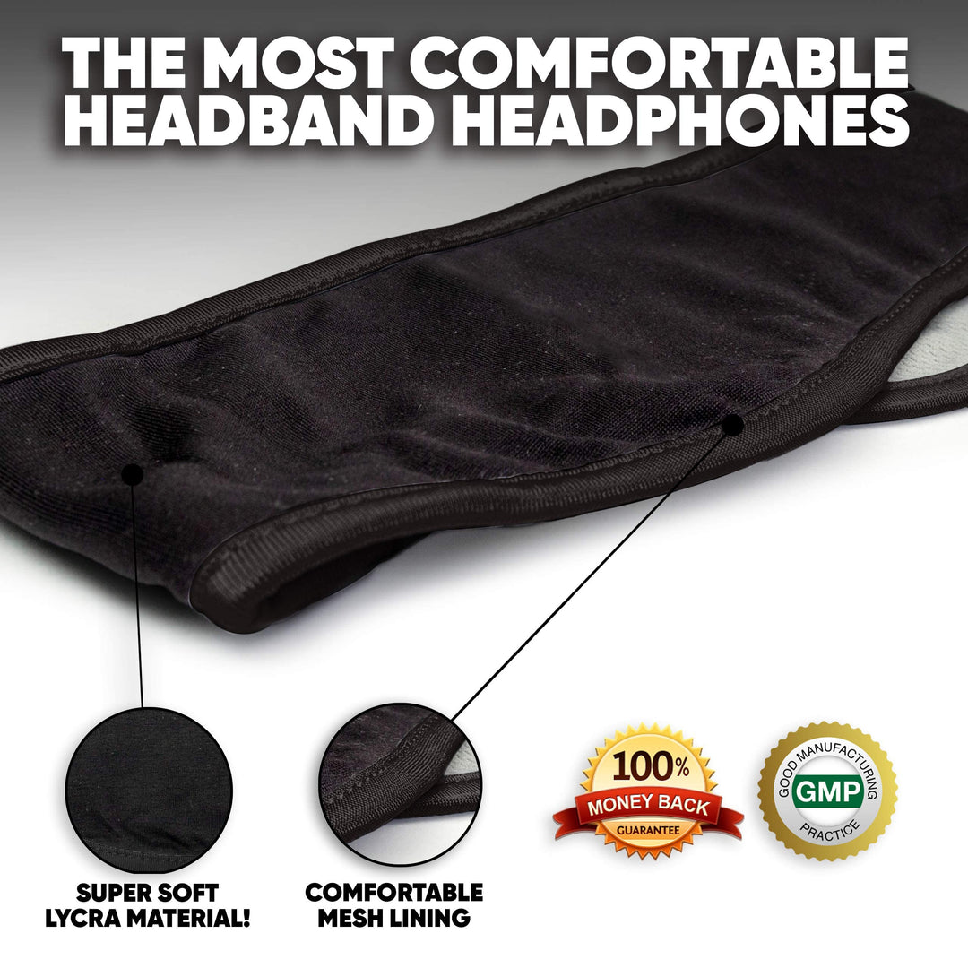 Sleep Headphones - Over Ear Headphones from Ultra Thin Cool Mesh Wired for Side Sleepers, Meditation, Running, Laptop, and Phone - Black