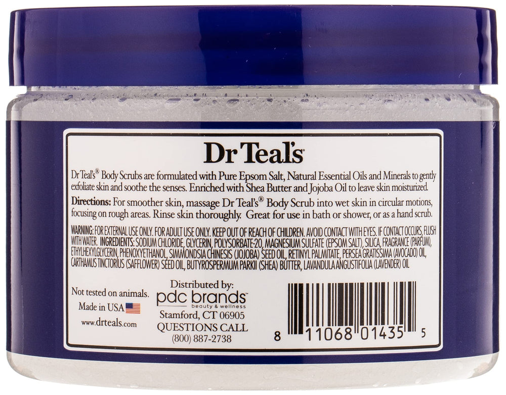 Pure Epsom Salt Body Scrub, Soothe & Sleep with Lavender Essential Oils, 16 oz