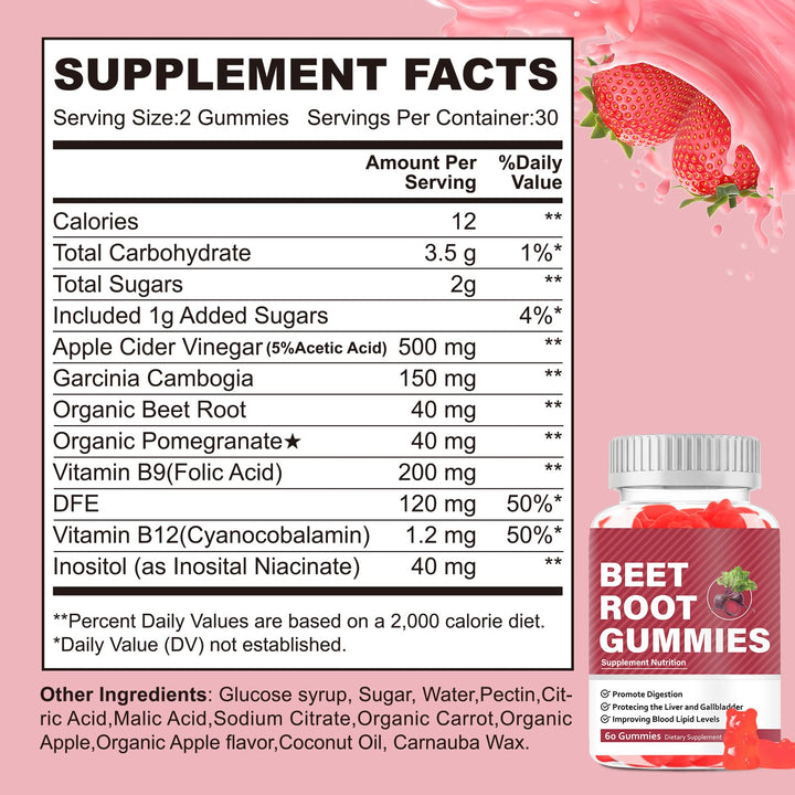 Beet Root Gummies Supplements, Beet Root Chewables, Beet Root Gummy Supplement for Adults, Energy Providing, Nutrition Supporting, Multivitamin