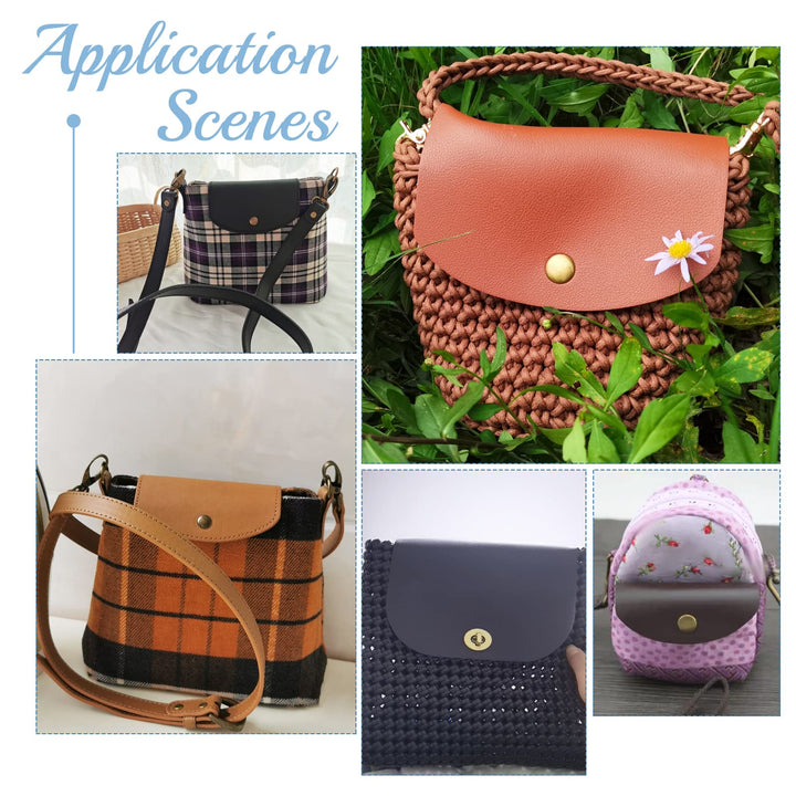 Bag Flip Cover, 5 Colors 4.7 x 4 Inch Rectangle Imitation Leather Bag Cover Sew on Faux Leather Tab Closure with Alloy Buckle for DIY Handbag Purse Shoulder Bag Making Supplies, 5Pcs/Set