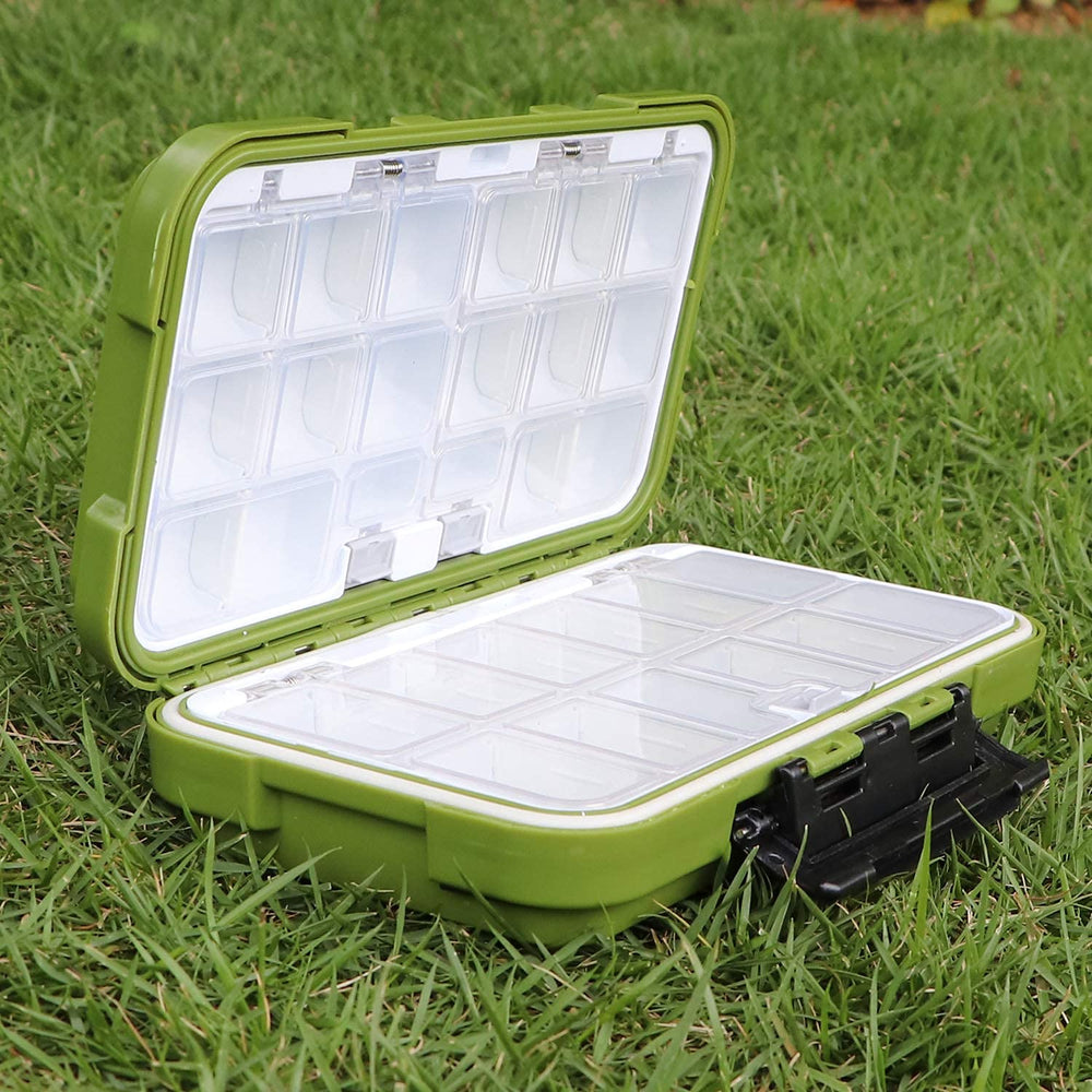 Fishing Tackle Box, Floating Storage Box, Double-Sided Fishing Lure Box with Adjustable Dividers Jewelry Organizer Making Kit Storage Container for Lure Hook Beads Earring Tool(Green)