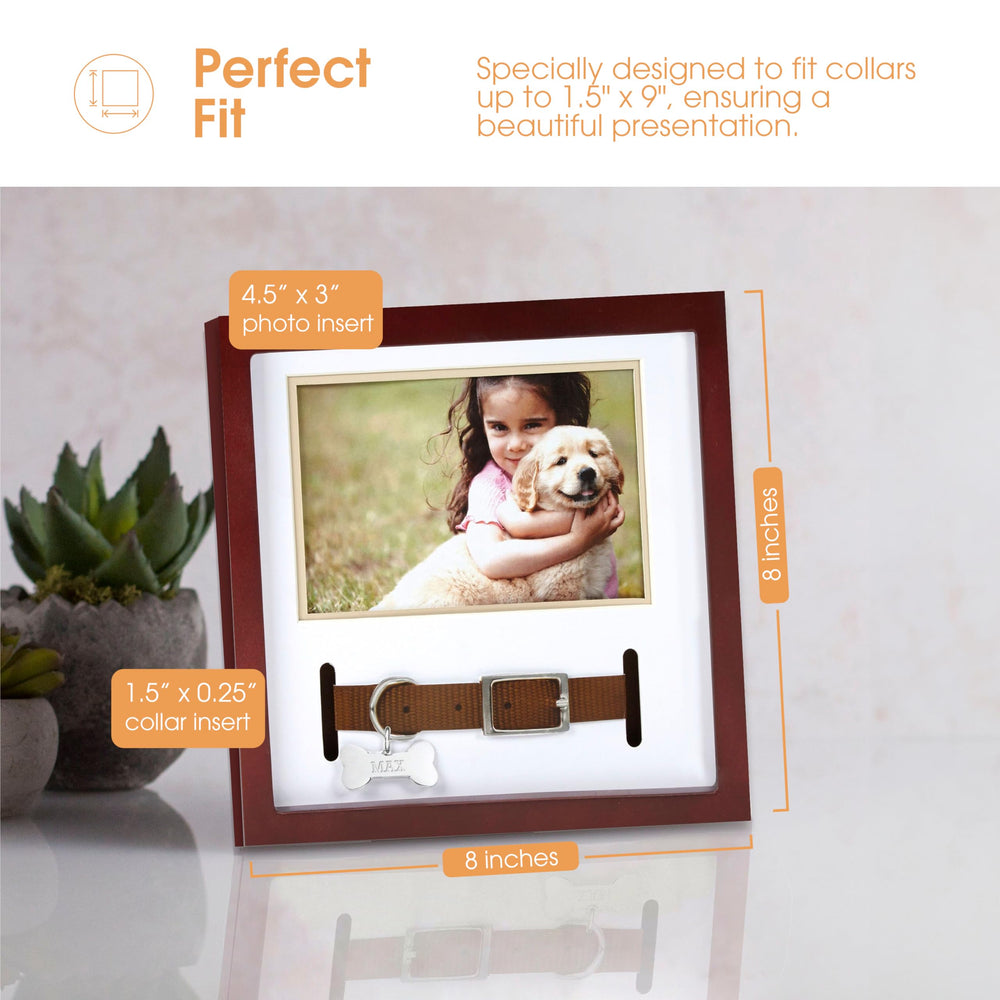 Pet Collar Keepsake Frame - Dual Display Memorial Keepsake for Cat & Dog Collars, Wall Mount or Tabletop, Ideal Gift and Home Decor for Pet Owners, 3 x 4.5 Photo Insert, Espresso