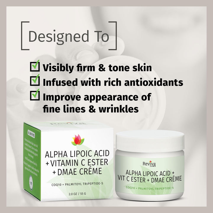 DMAE Cream with Alpha Lipoic Acid, Vitamin C Ester - DMAE Lift and Firm Cream for Neck and Face - Skin Firming and Moisturizing Cream, 3-Pack (2 oz Each)