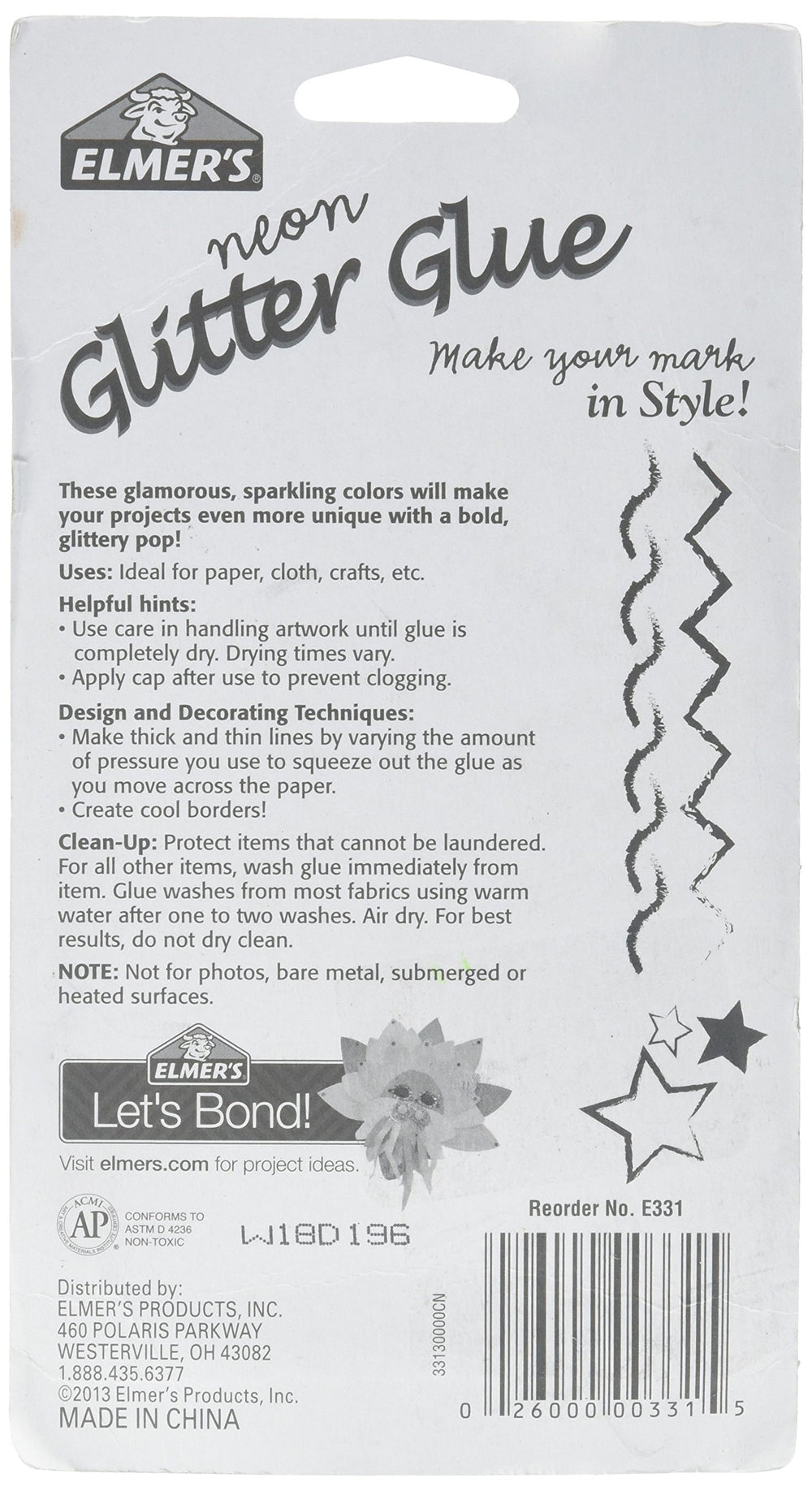 Swirl Glam Glitter Glue, 0.36 Oz. Each, Pack of 5 Color Tubes