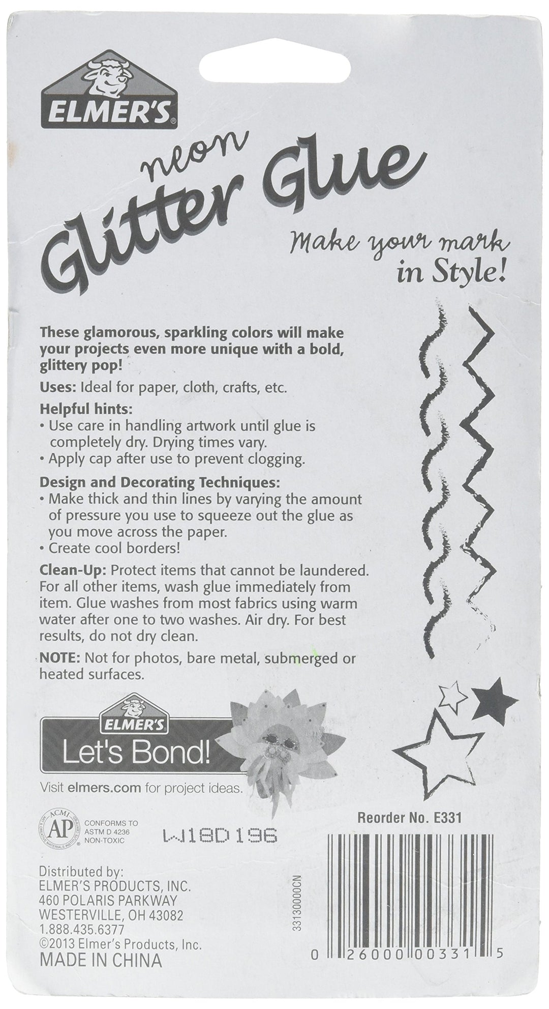 Elmer's Swirl Glam Glitter Glue, 0.36 Oz. Each, Pack of 5 Color Tubes