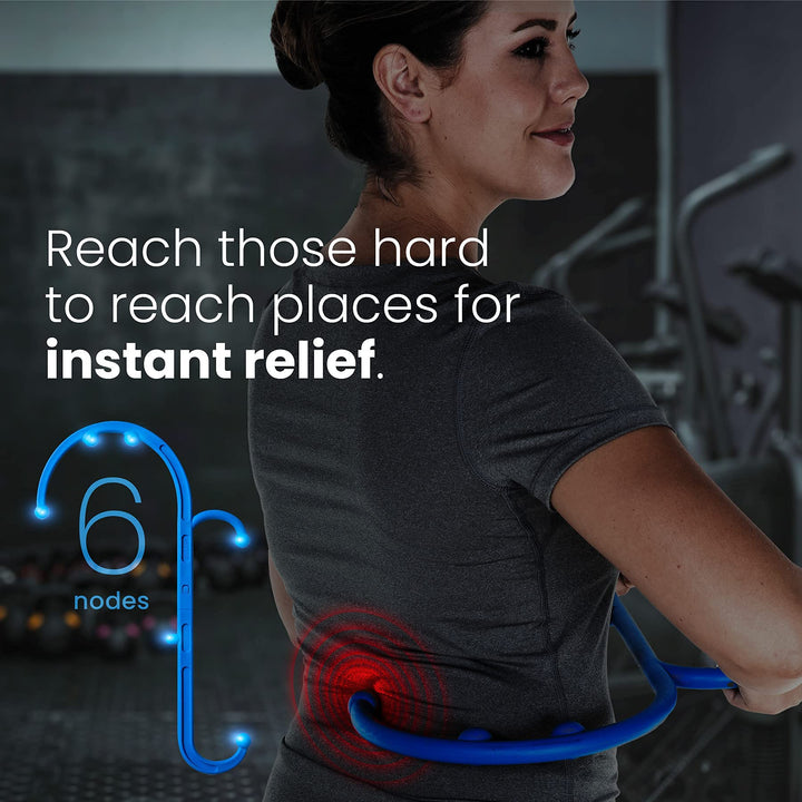 Back and Neck Massager - Trigger Point Massage Tools for Pain Relief and Manual Massage Hook Therapy Handheld Back Neck Shoulder Massager Blue - Gift for Women & Men