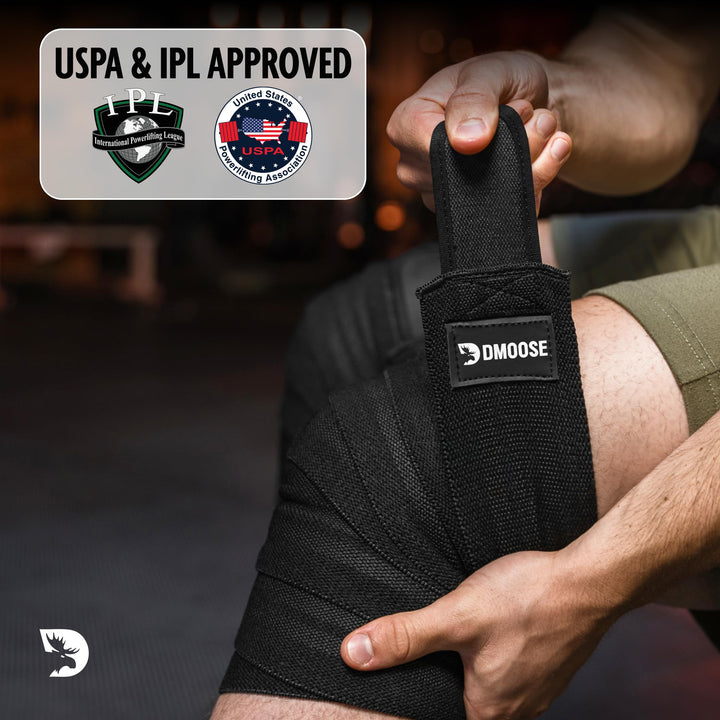 DMoose Compression Knee Brace wraps - Knee Sleeves for Weightlifting & Compression Wraps for legs, Running and Muscle Pain Relief, Joint Protection and Support for knees - Dark Green Stripes (Pair)