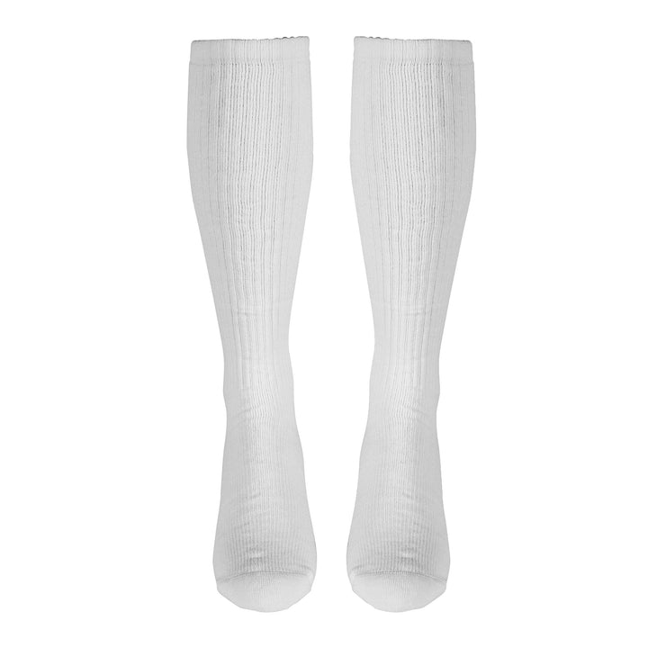 Medical Compression Socks for Men and Women, 8-15 mmHg Knee High Over Calf Length, White, Medium