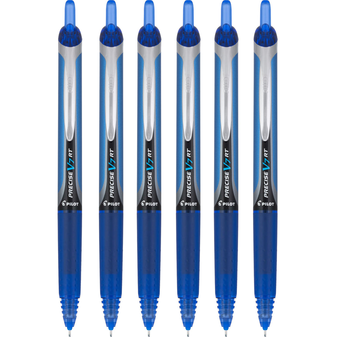 Precise V7 RT Retractable Rolling Ball Pens, Fine Point, Blue Ink, 6 Pack