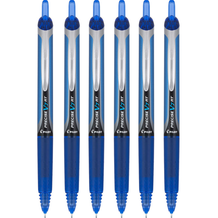 Precise V7 RT Retractable Rolling Ball Pens, Fine Point, Blue Ink, 6 Pack