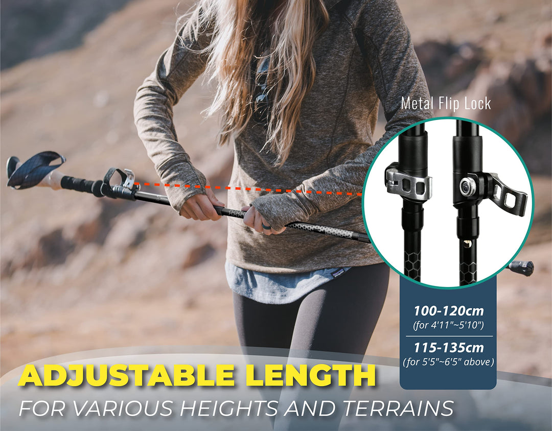 Trek-Z Collapsible Hiking & Trekking Poles - Balance Support for Seniors, Women, and Men, 2pc Per Set