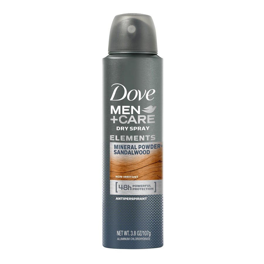 Dove Men+Care Elements Antiperspirant Dry Spray, Mineral Powder + Sandalwood, 3.8 Ounce