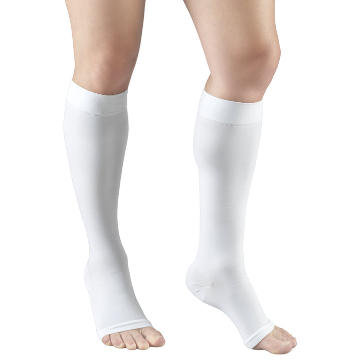 Truform Open Toe, Knee High 20-30 mmHg Compression Stockings, White, 3X-Large
