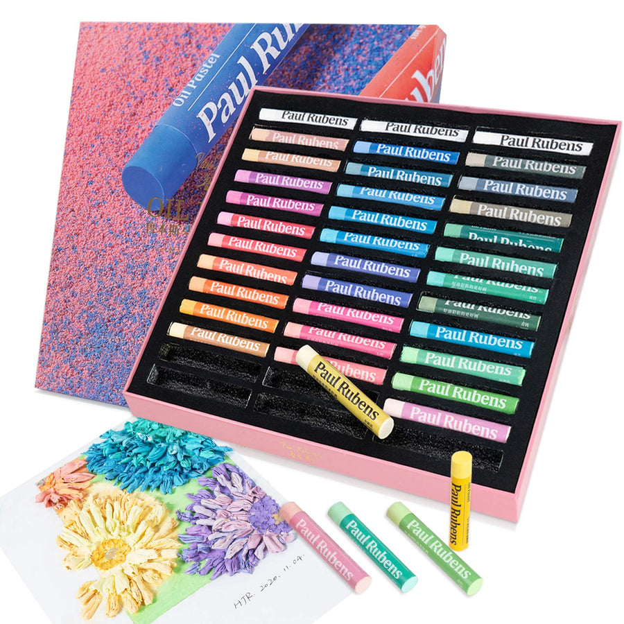 Oil Pastels 36 Pastel Colors Kit with Drawing Papers, Artist Soft Oil Pastels with 2 Glitters, 5.8 x 8.3 Inches Pastel Papers Art Supplies for Artists Students Beginners