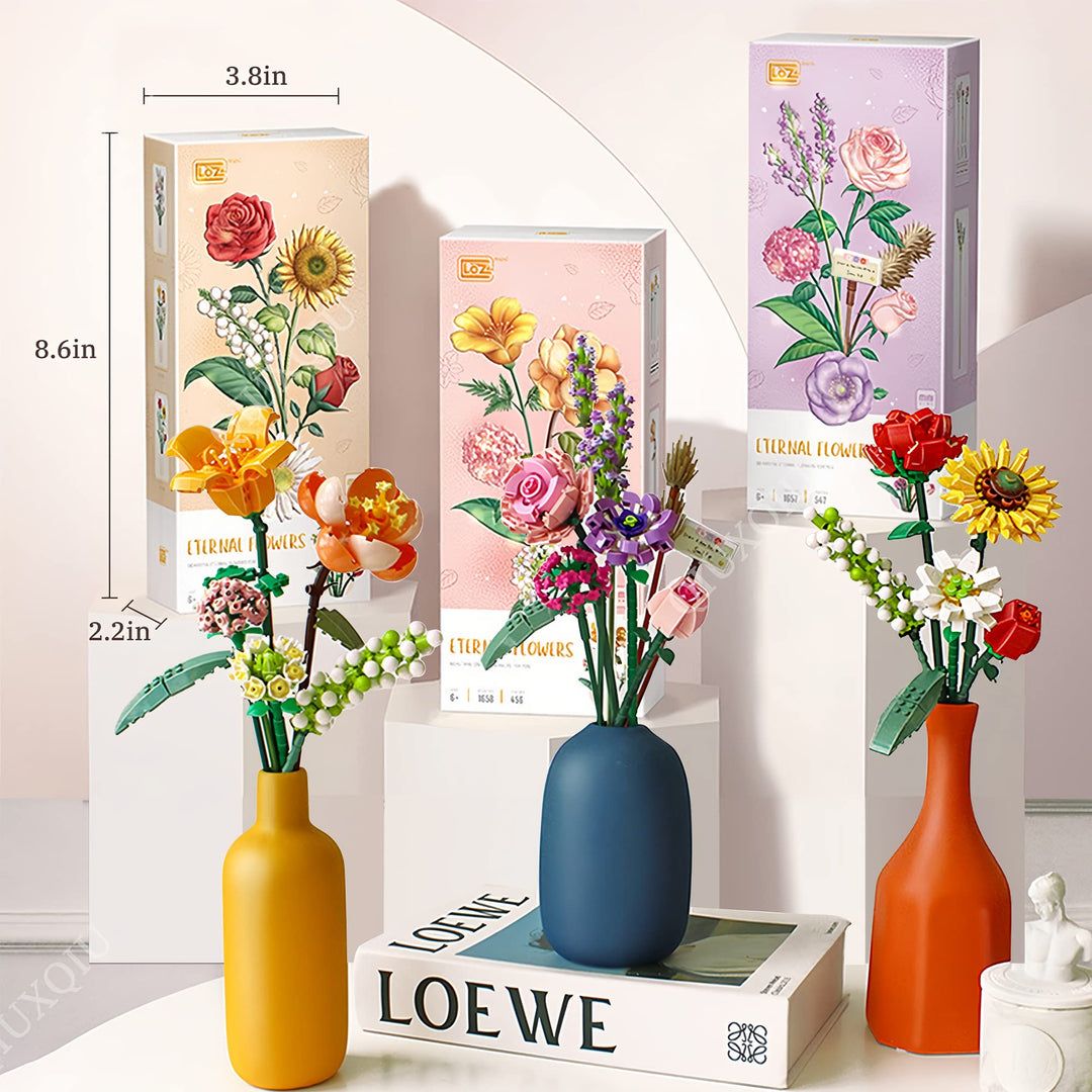 QUIXQIU Mini Bricks Flower Bouquet Building Sets, Artificial Flowers Kit 568 Pieces Botanical Collection, Building Project Gift Idea for Ages 8-12 yrs Old Girl