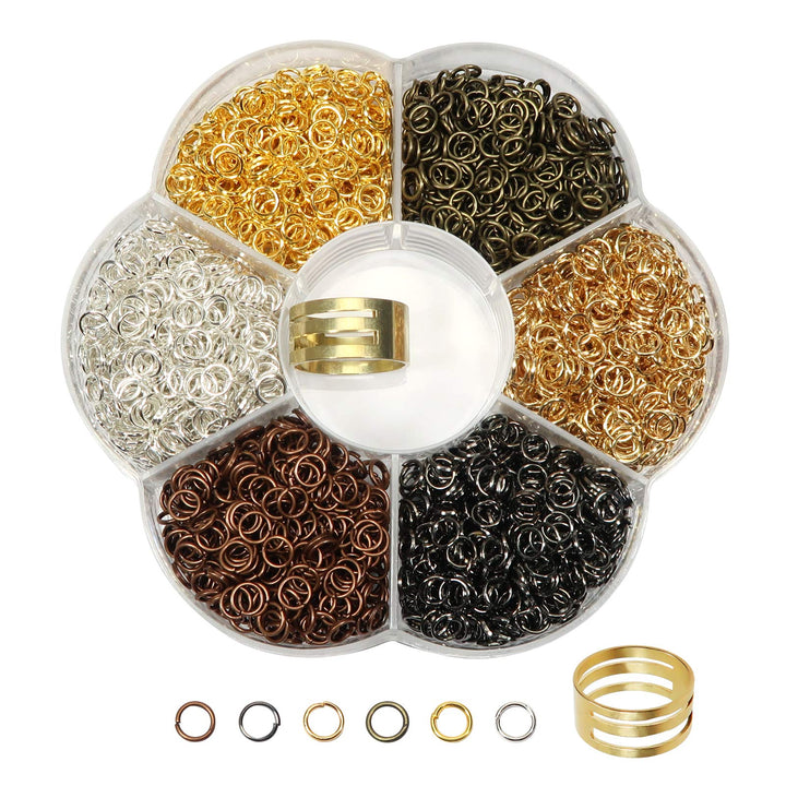 TOAOB 2400pcs Jewelry Making Jump Rings 5mm 6 Colors Open Jump Rings Connectors Key Ring Chain Accessories Bulk for DIY Earrings Necklace Bracelet Pendant Choker Jewelry Making Findings