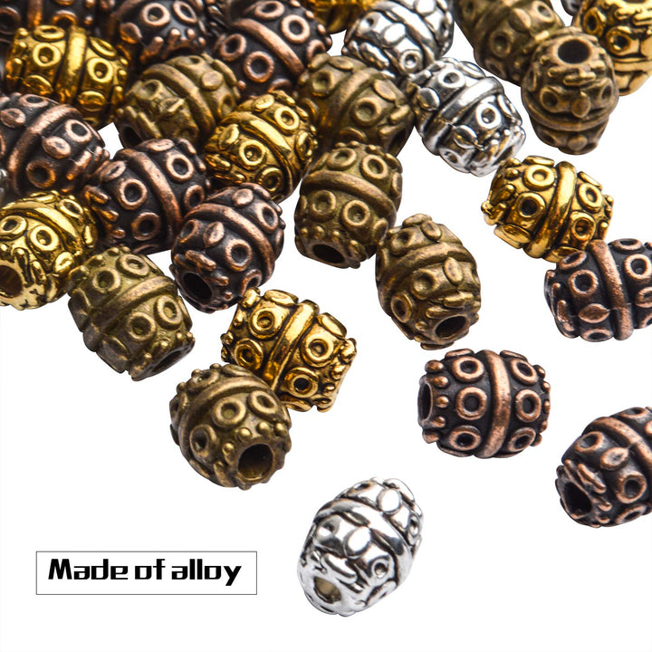 Column Spacer Beads,60pcs Tibetan Spacer Beads European Barrel Spacer Beads Column Loose Beads Antique Rondelle Beads for Bracelet Necklace Jewelry Making,6 Colors
