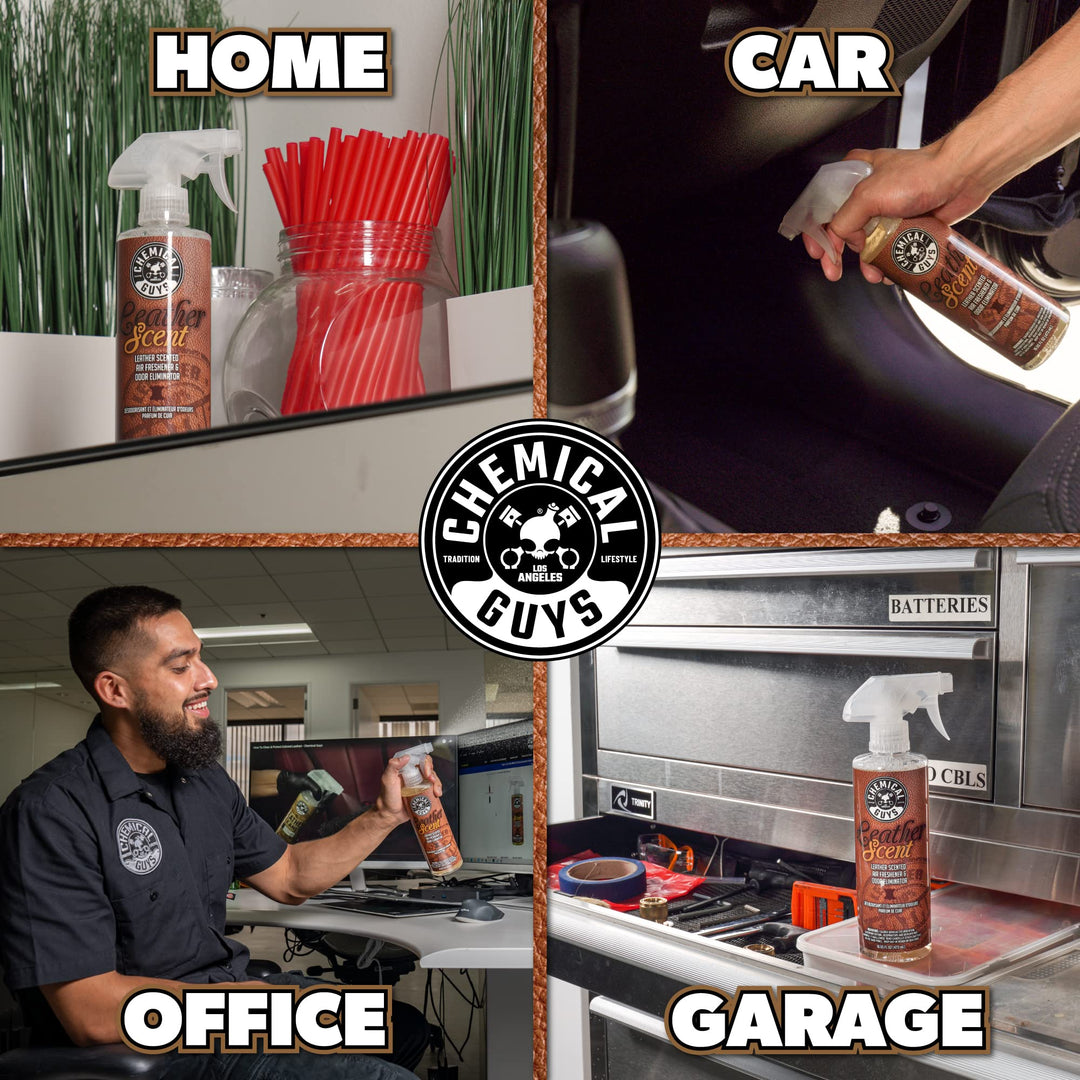 AIR_102_16 Leather Scent Premium Air Freshener and Odor Eliminator, Long-Lasting, Just Like New Scent for Cars, Trucks, SUVs, RVs & More, 16 fl oz